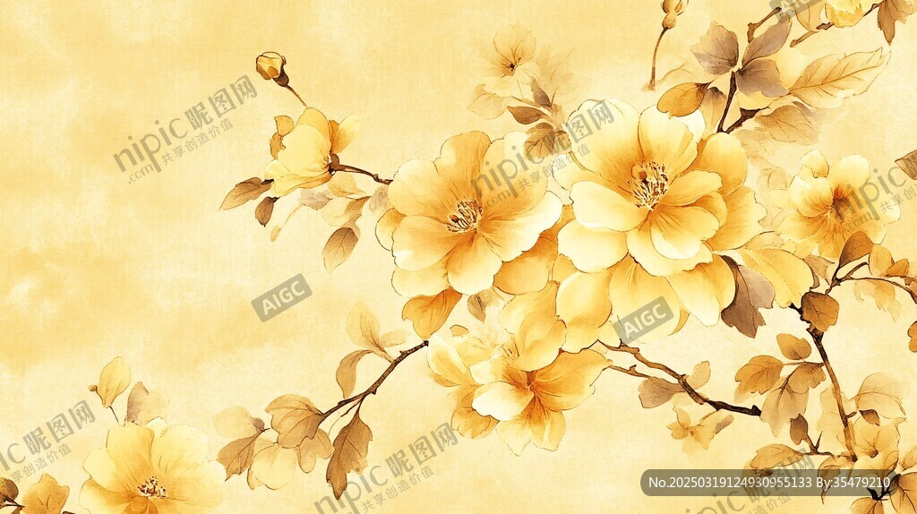 金色花卉艺术画