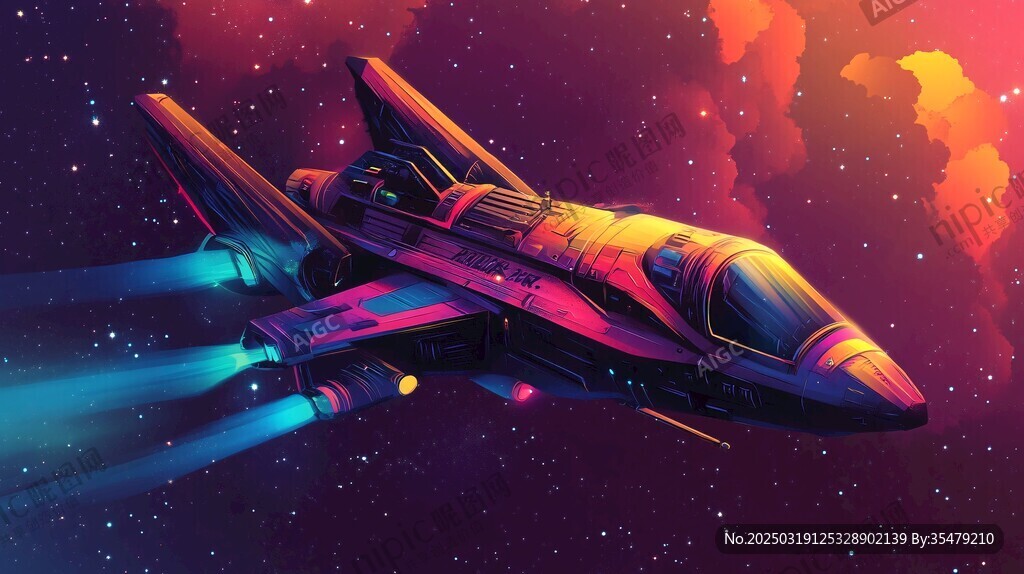 宇宙飞船在星空中穿梭