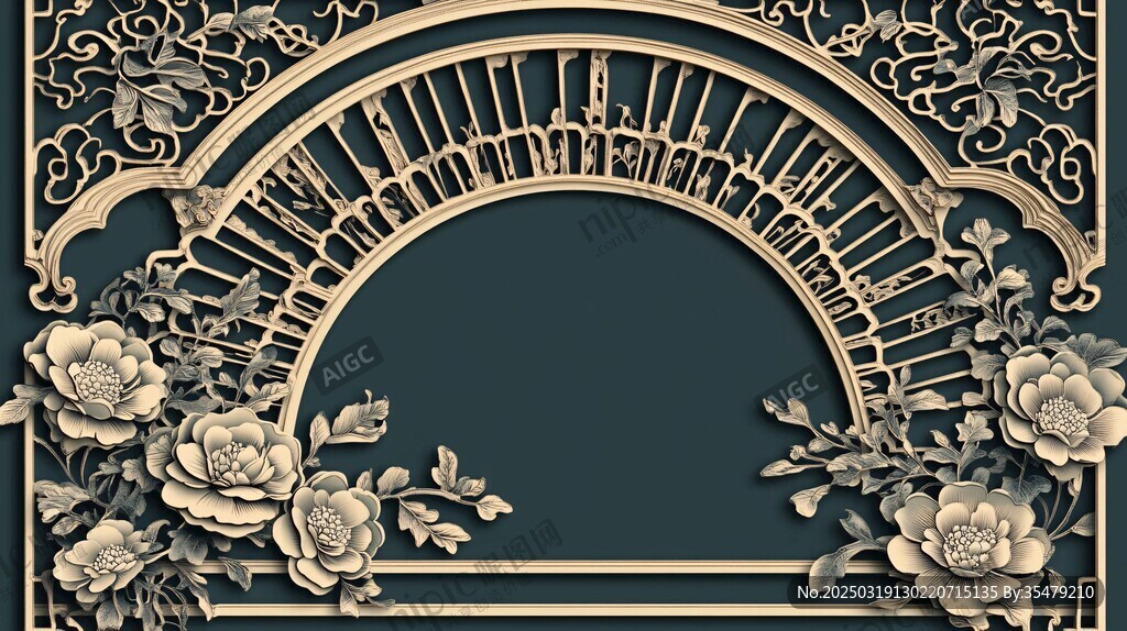 复古拱门花卉图案