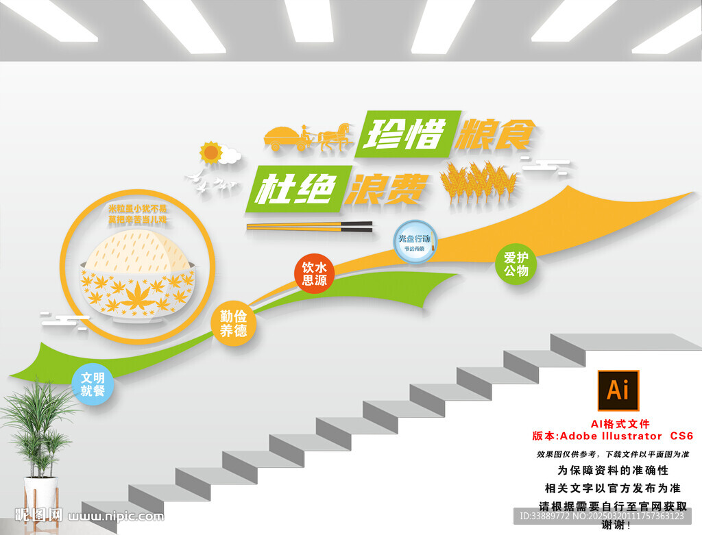 珍惜粮食楼梯文化墙