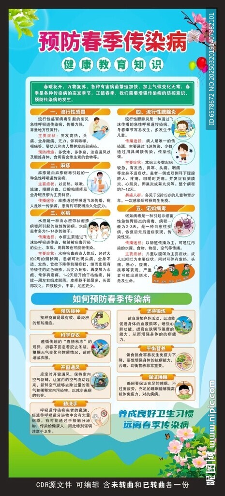 预防春季传染病X展架