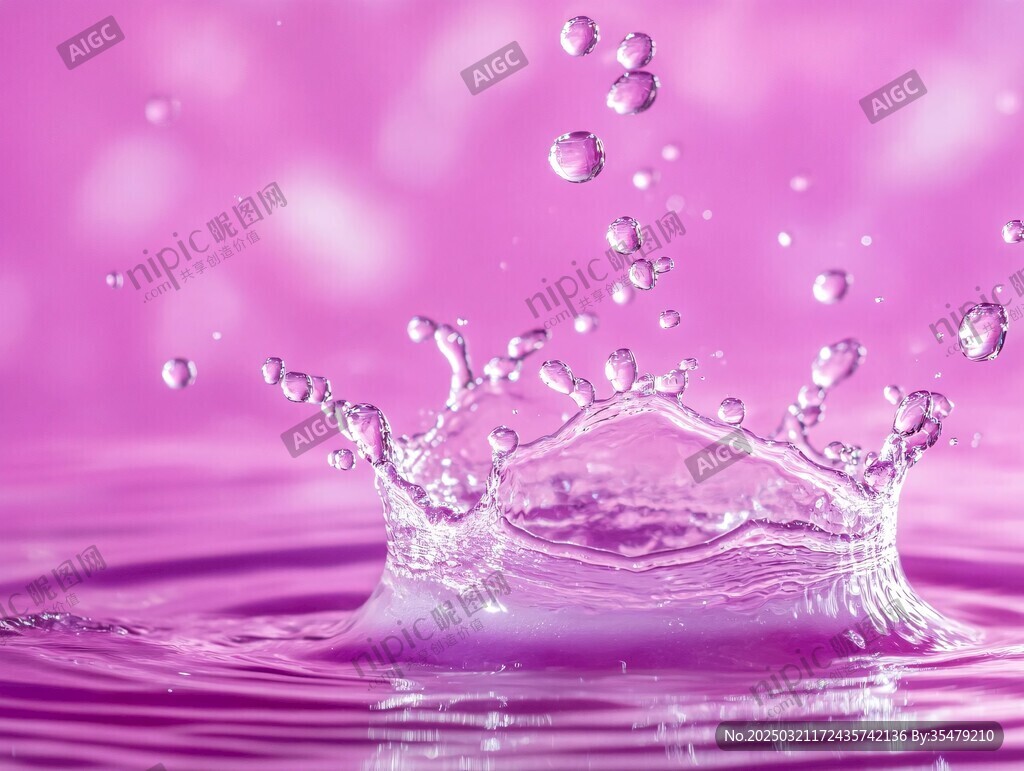 生动紫色水花溅起