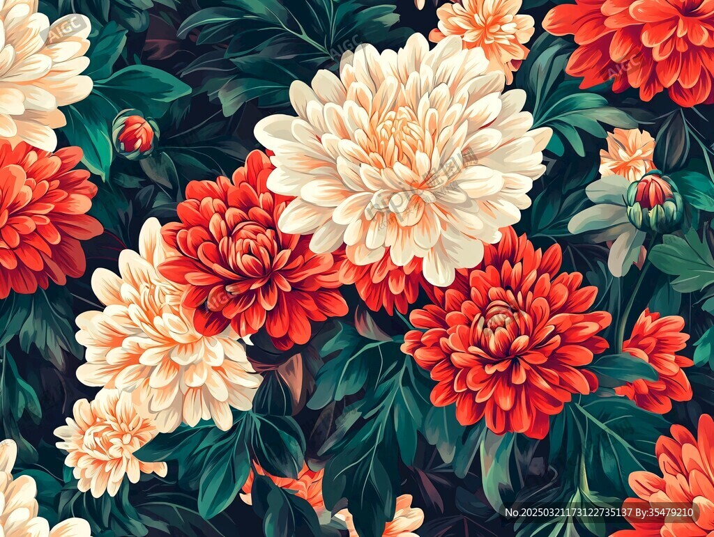 绚丽多彩的花卉图案