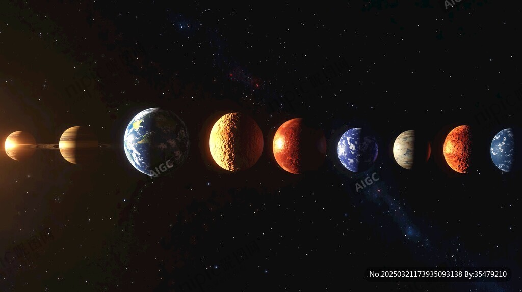 太阳系内的行星排列