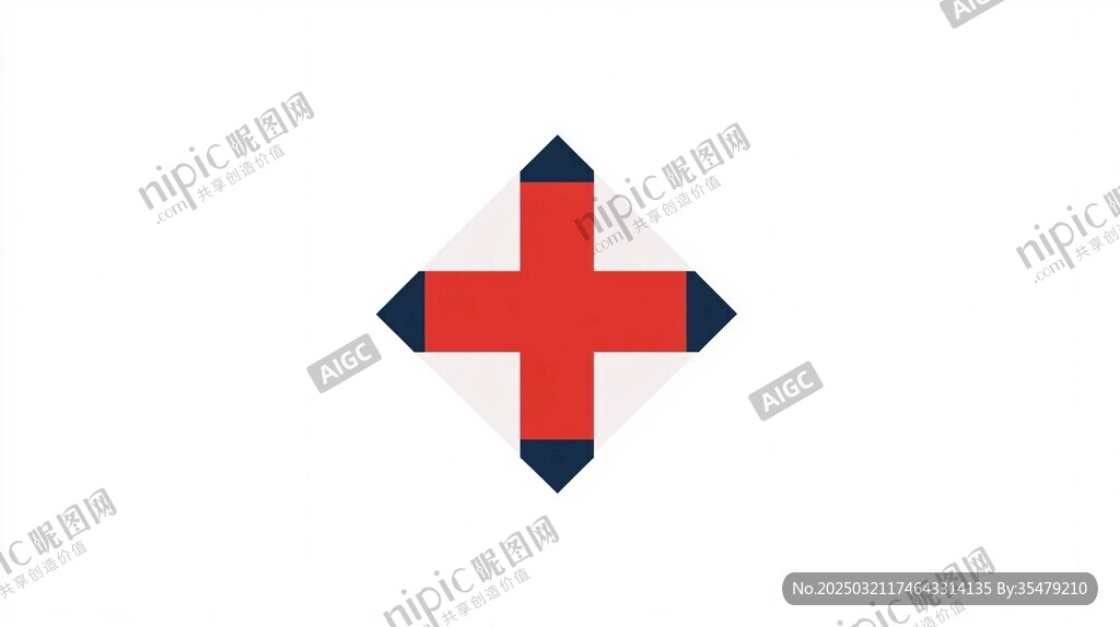 红色十字图案在白色背景上的几何图形