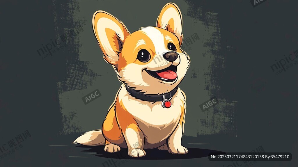 可爱柯基犬插画