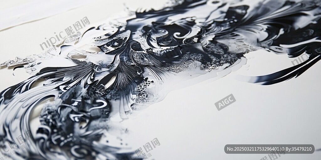 抽象黑白画