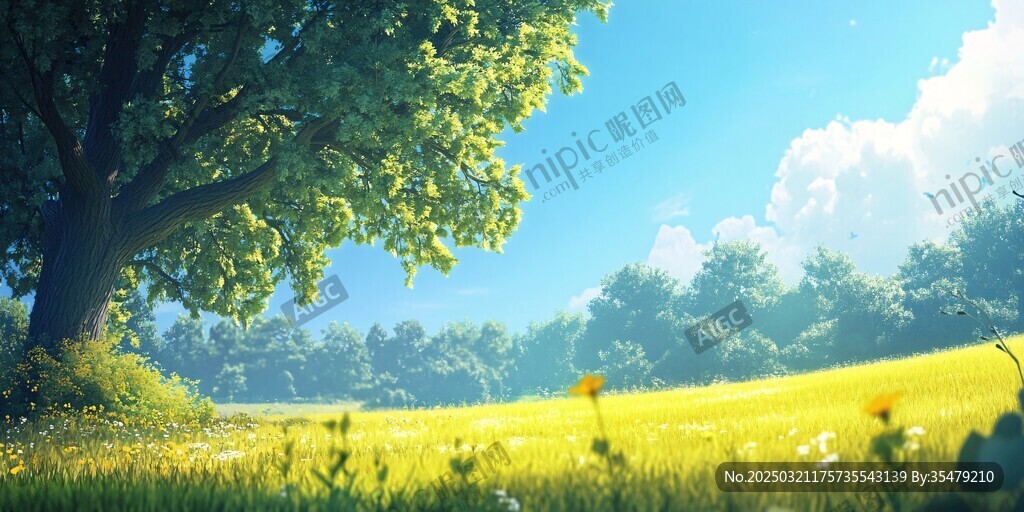 阳光下的草地风景