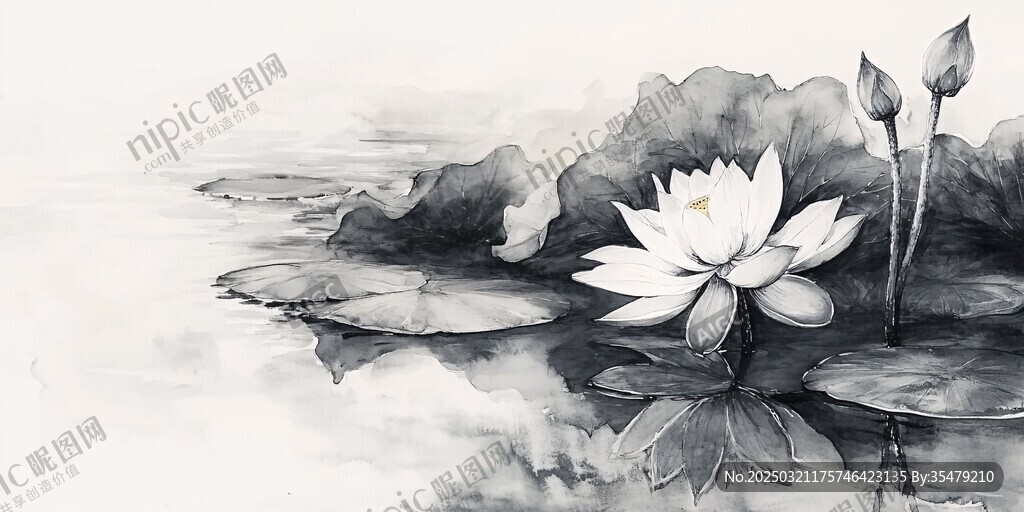 水中盛开的莲花