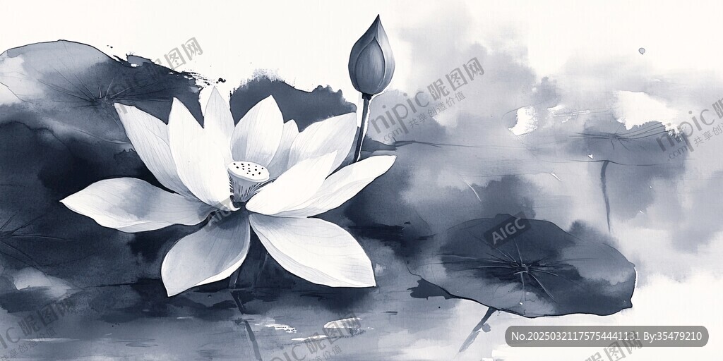 水墨莲花