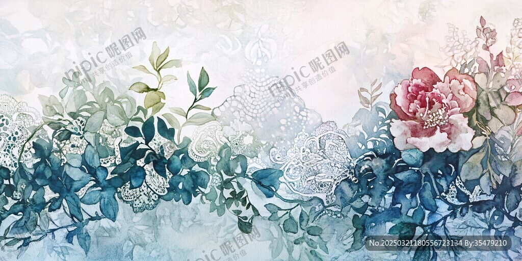 水彩花卉画