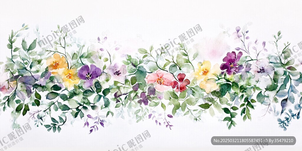 水彩花卉画作
