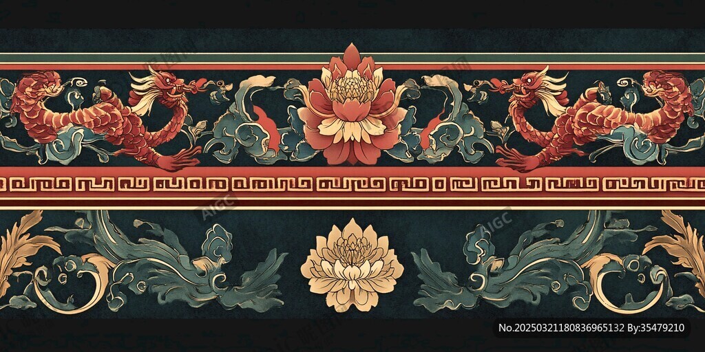 龙纹莲花图案
