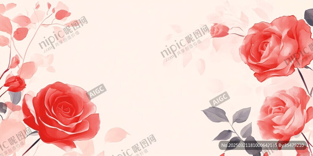 浪漫的红玫瑰花卉设计