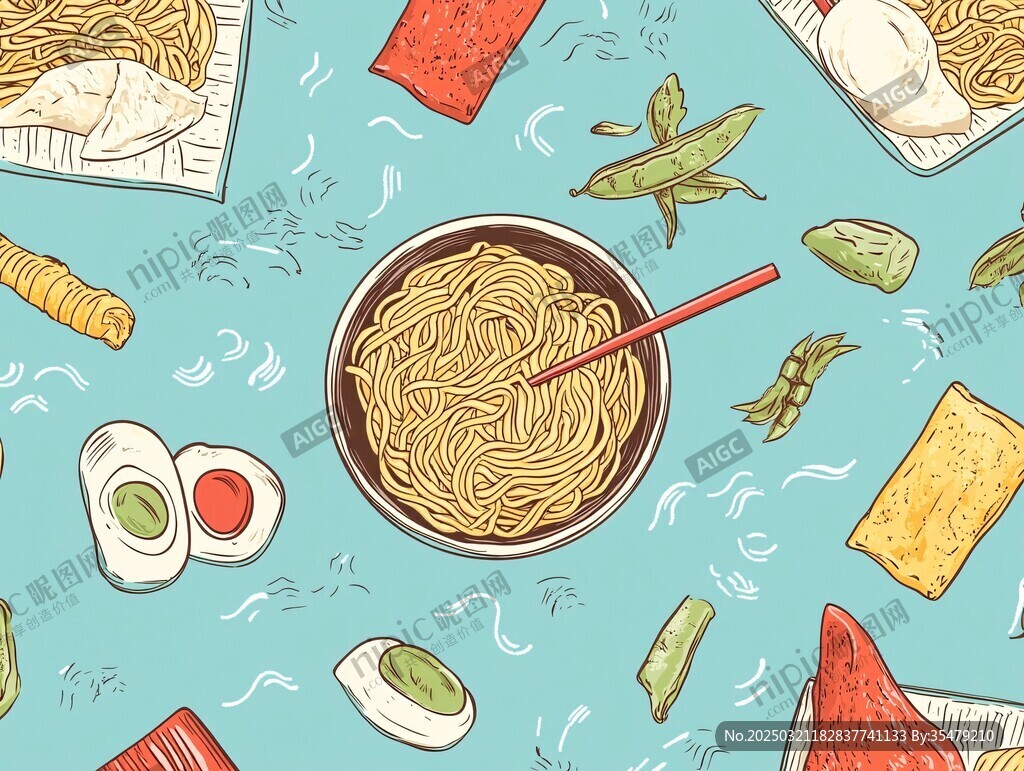 亚洲美食图案