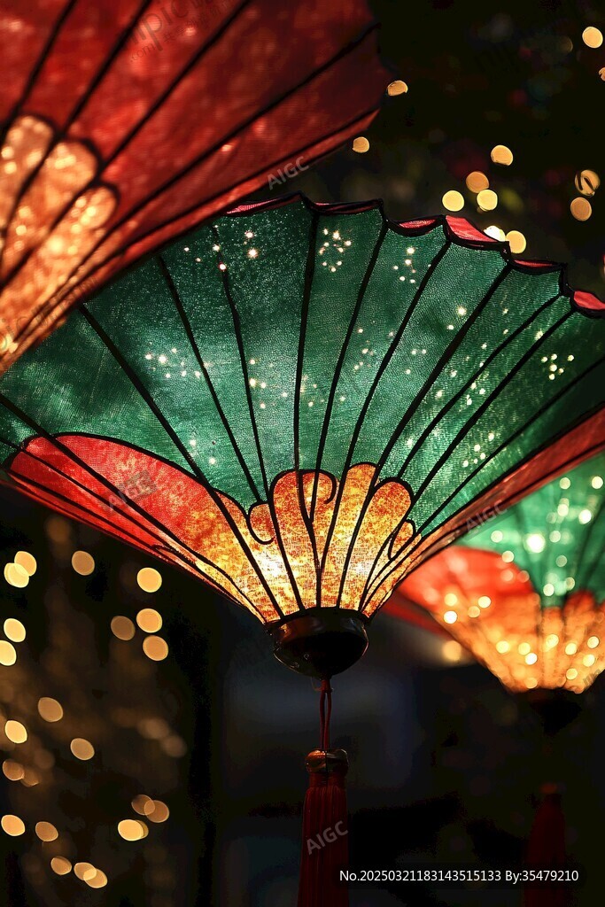 彩灯扇影