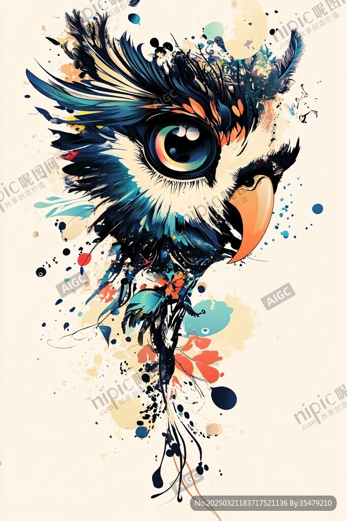 抽象猫头鹰艺术作品