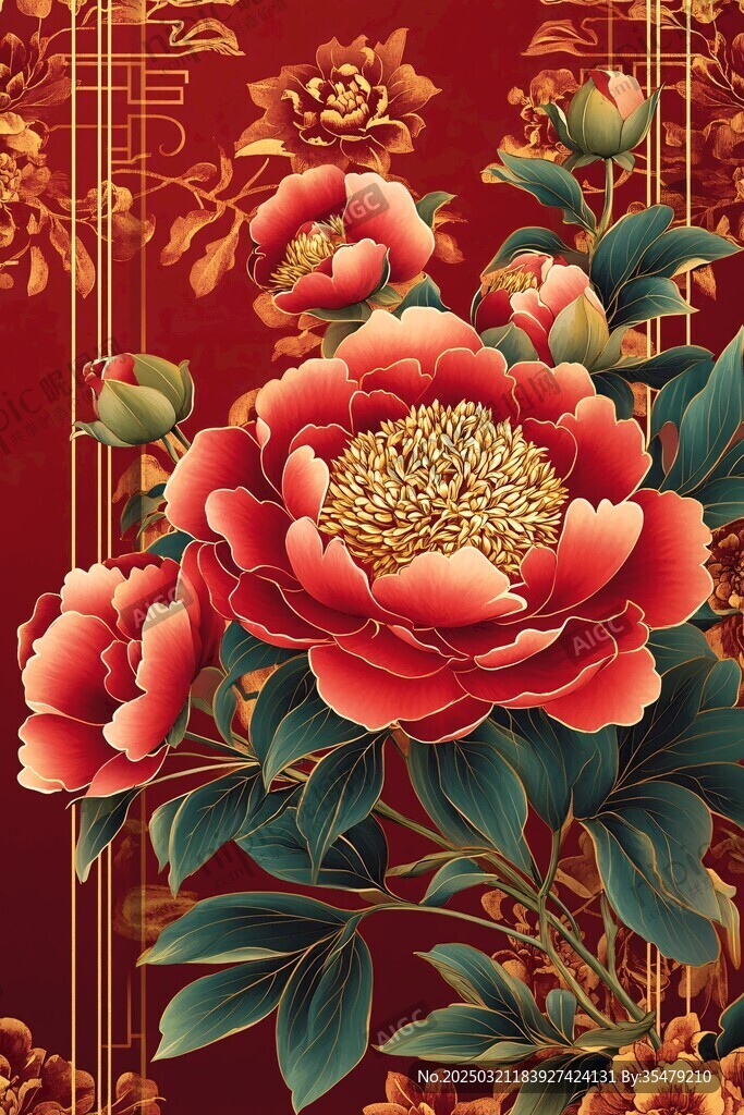 红牡丹盛开