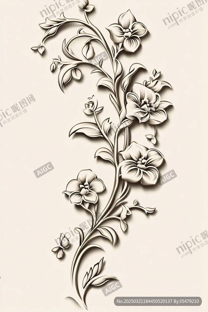 浮雕花卉图案
