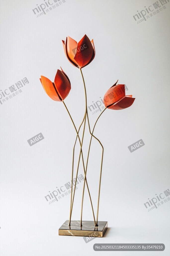 抽象金属花卉雕塑