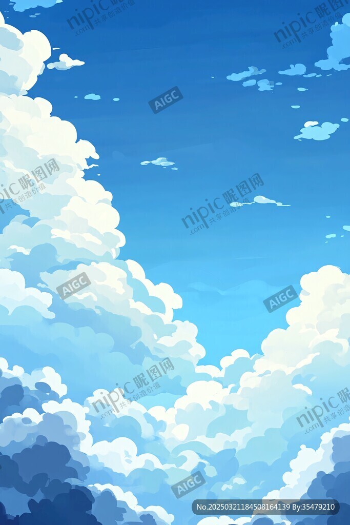 蓝天白云的动漫场景