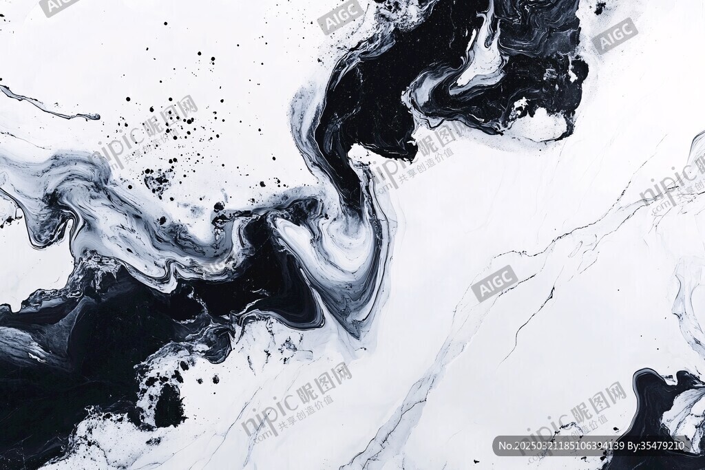 抽象黑白画