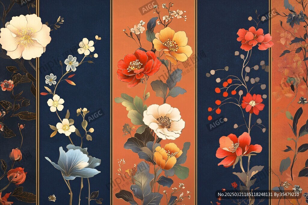 花卉图案的多彩组合