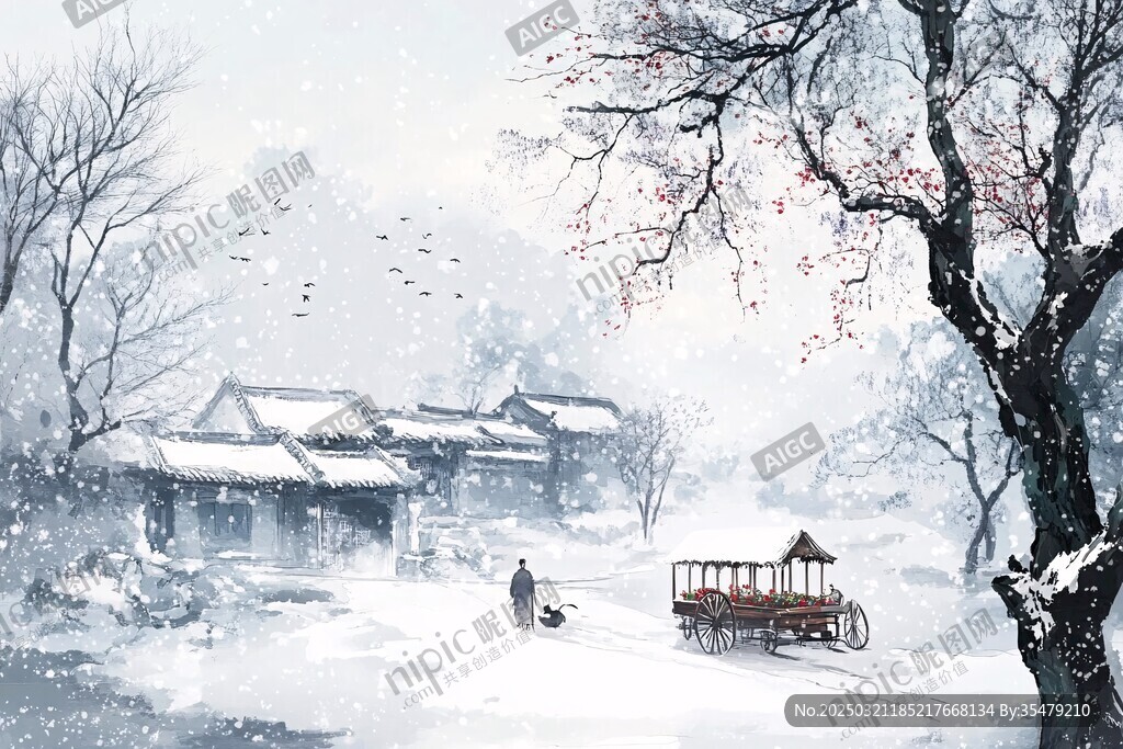 雪中小村庄