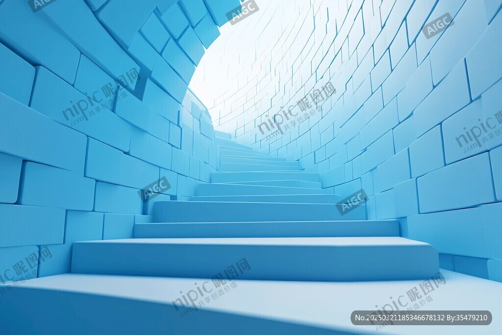抽象的蓝色楼梯