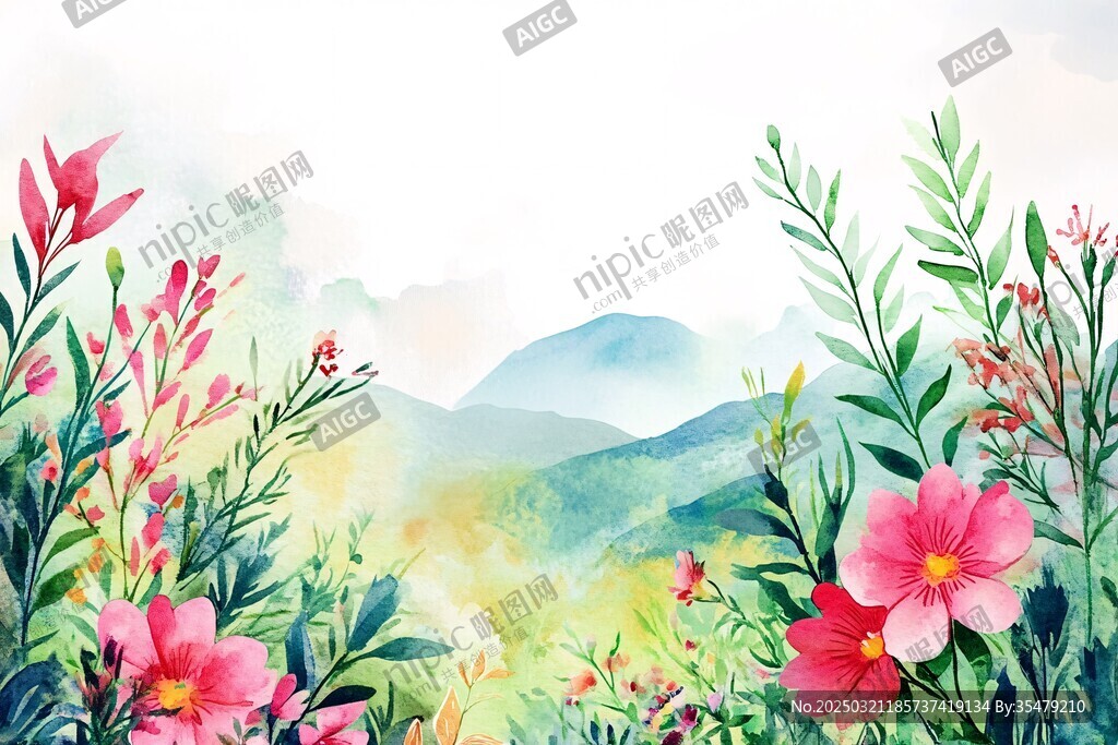 春日山谷的水彩画