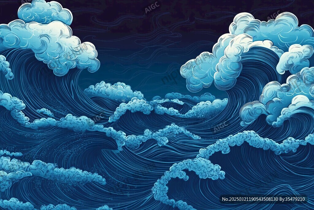 波涛汹涌的夜幕海洋