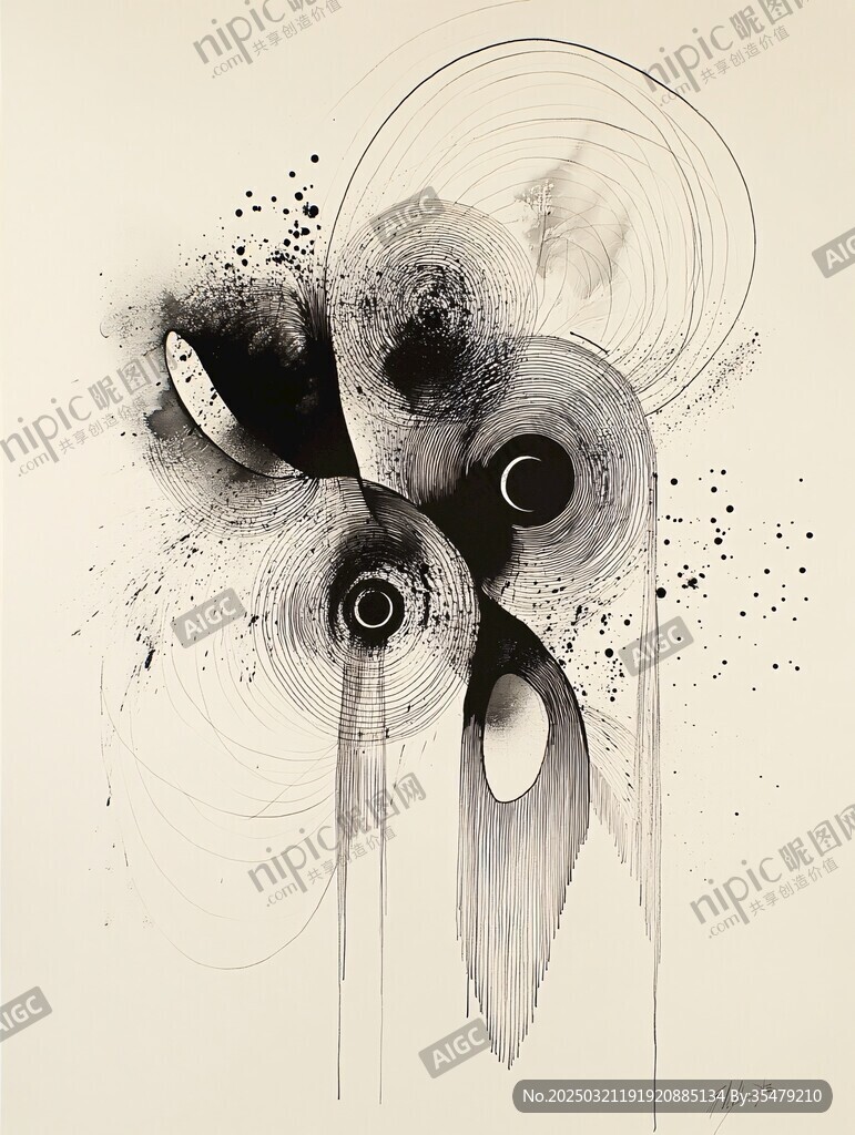 抽象黑白画