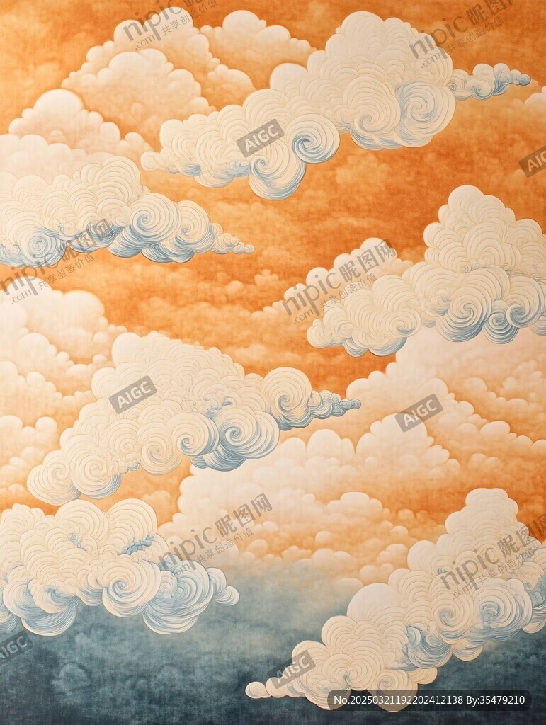 橙色天空中的云彩