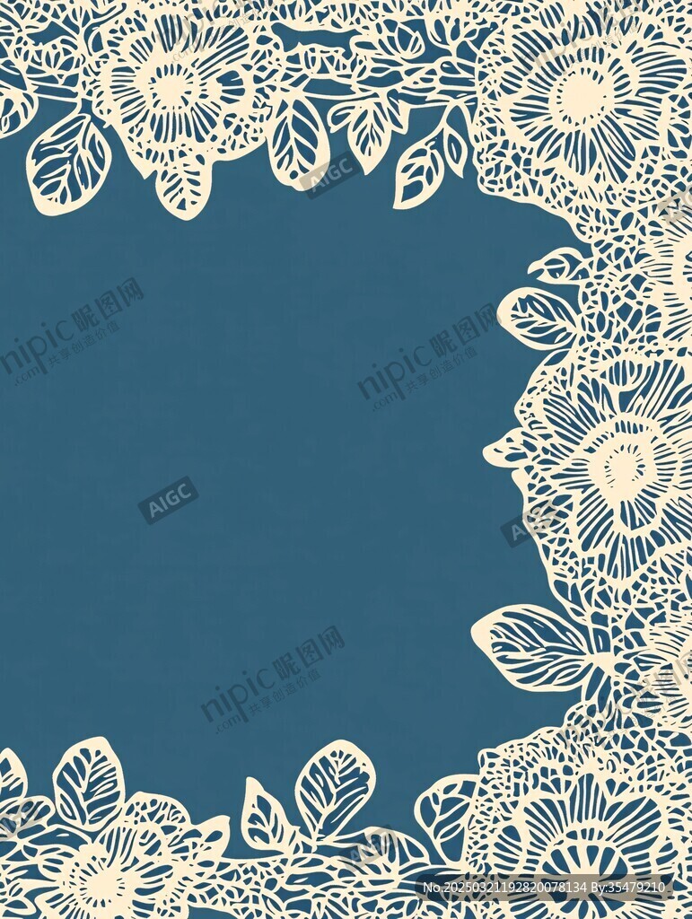 蓝色背景白色花纹的图片