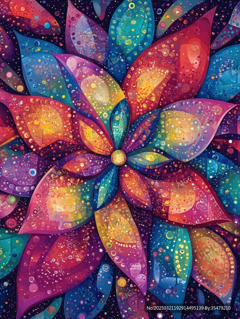 彩色花卉抽象画