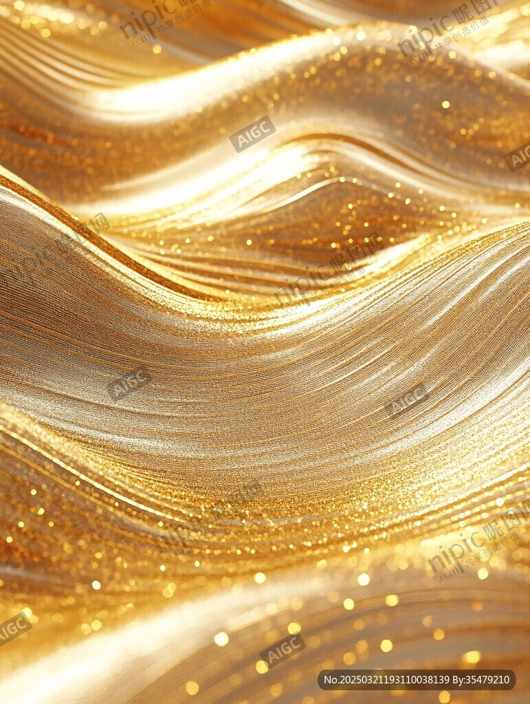 金色波浪抽象画