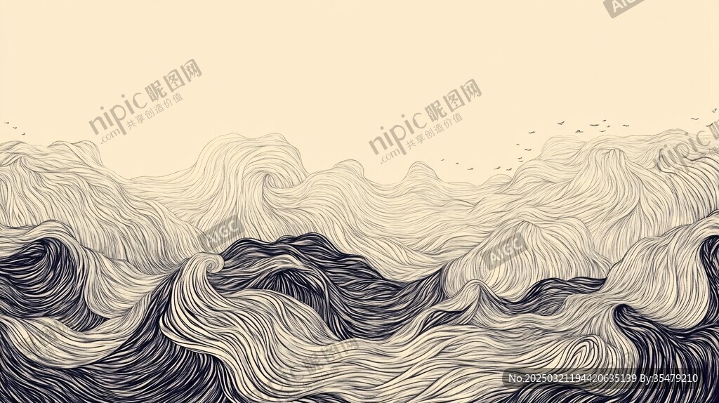波涛起伏的海洋风景