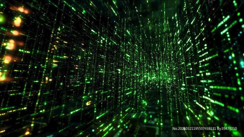 数字化世界的绿色矩阵