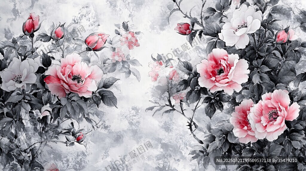 灰色背景上的粉色花朵