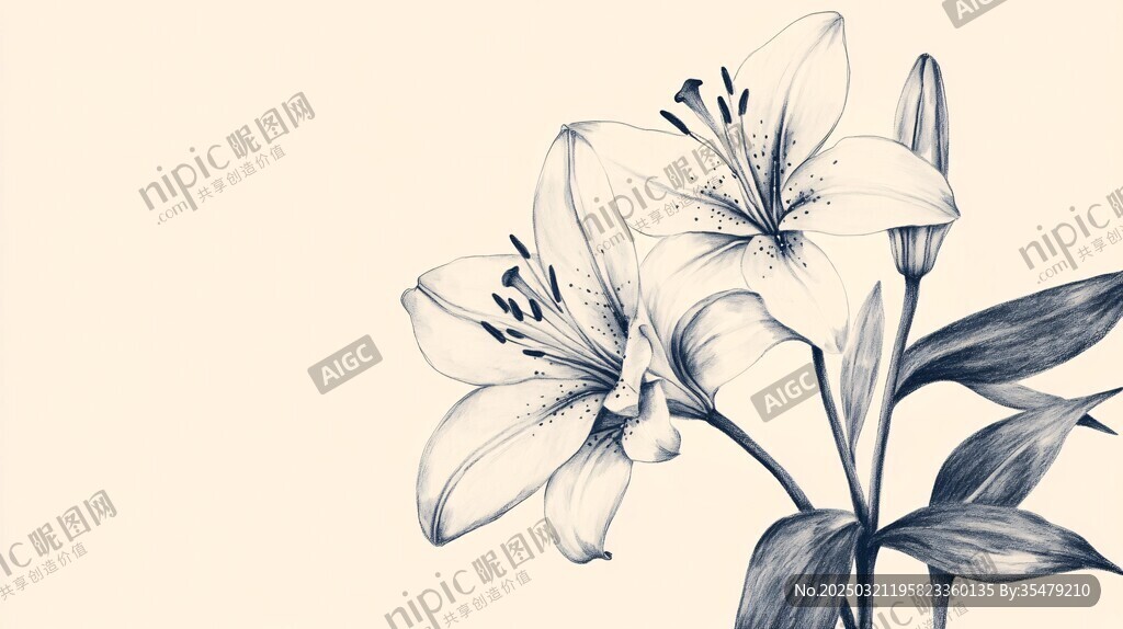 百合花铅笔素描