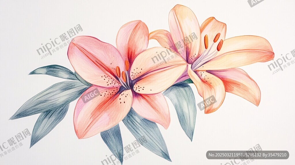 百合花彩铅画