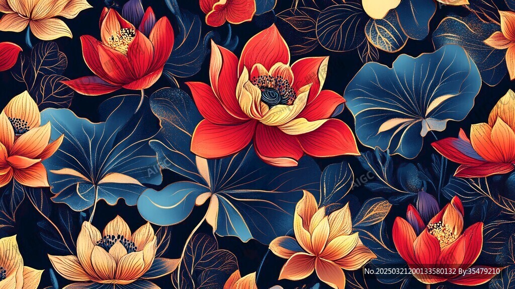 绚丽多彩的花卉图案