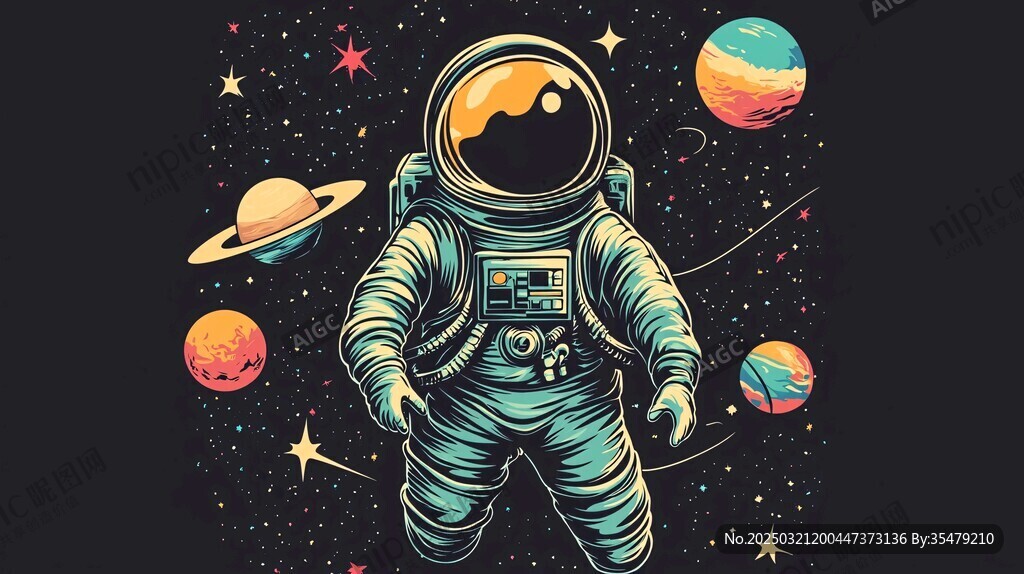宇航员在宇宙中漫游