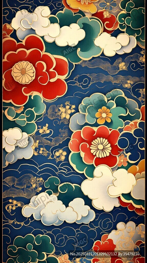 云海花卉图案