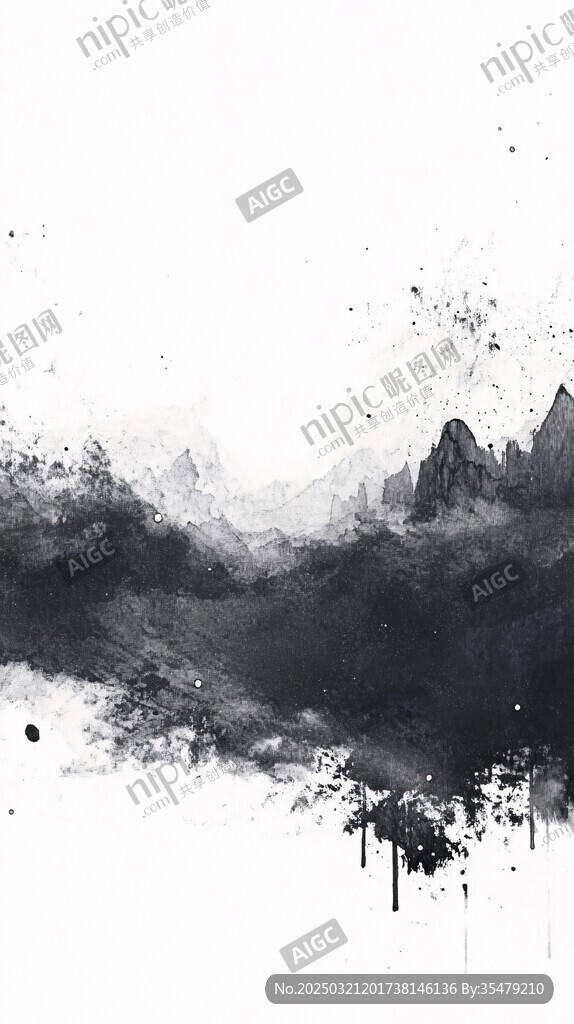 抽象黑白墨水画