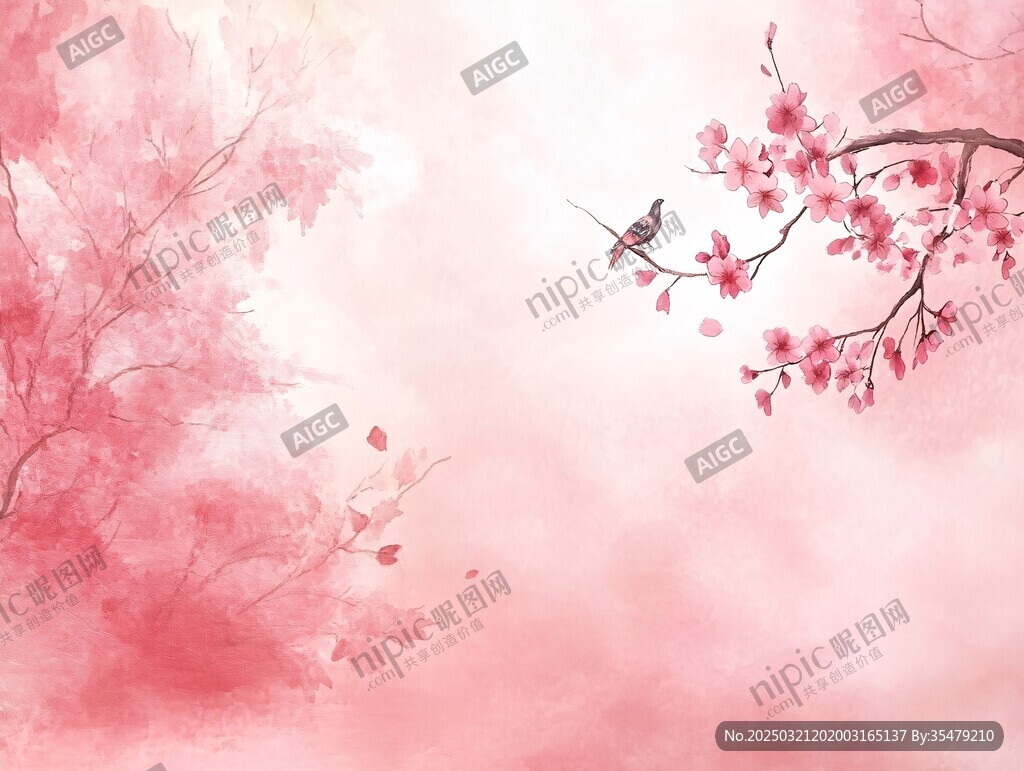 桃花盛开 鸟语花香