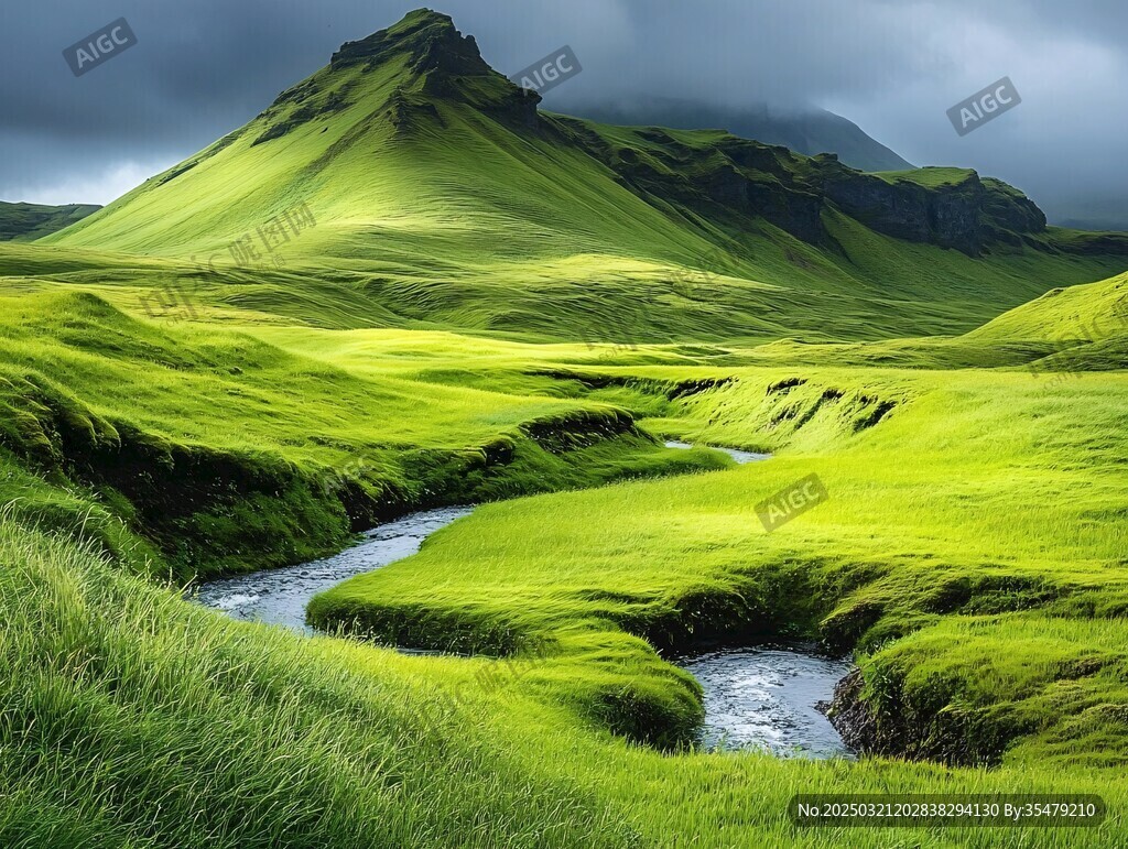 绿色山谷的宁静风景