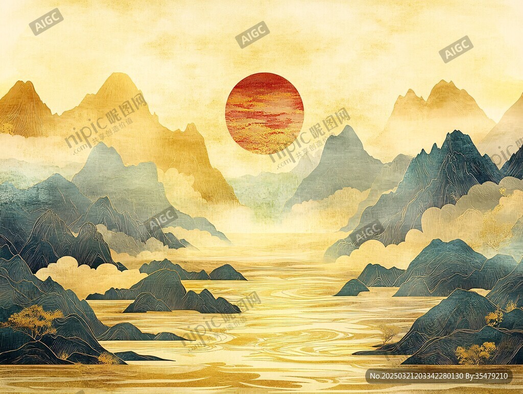 山水日出图