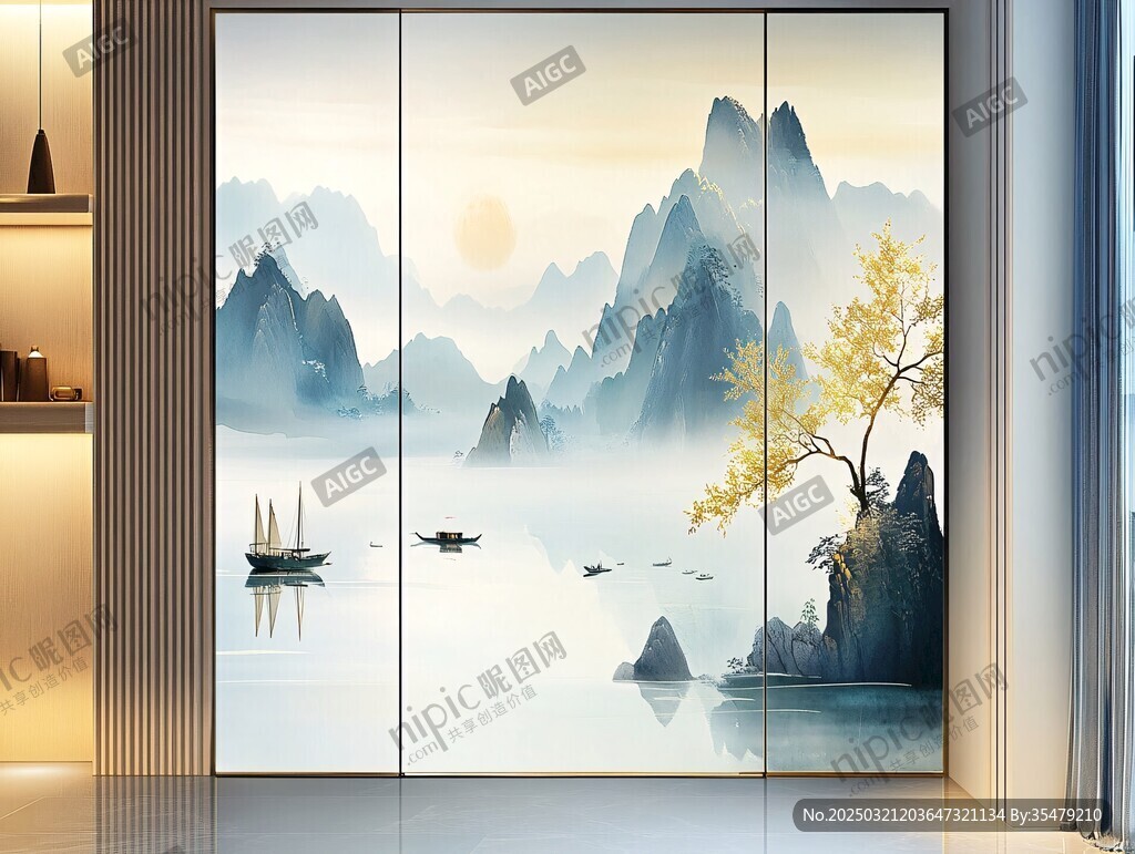 山水画风格的衣柜设计