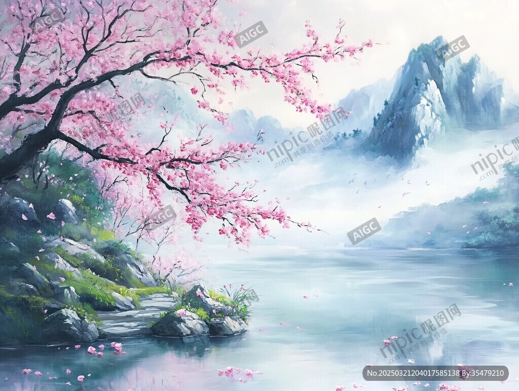 春山水画